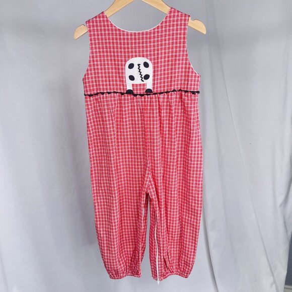 Vintage Funtasia Red Gingham Cow Appliqué Longalls Romper Outfit 3T - Picture 11 of 13